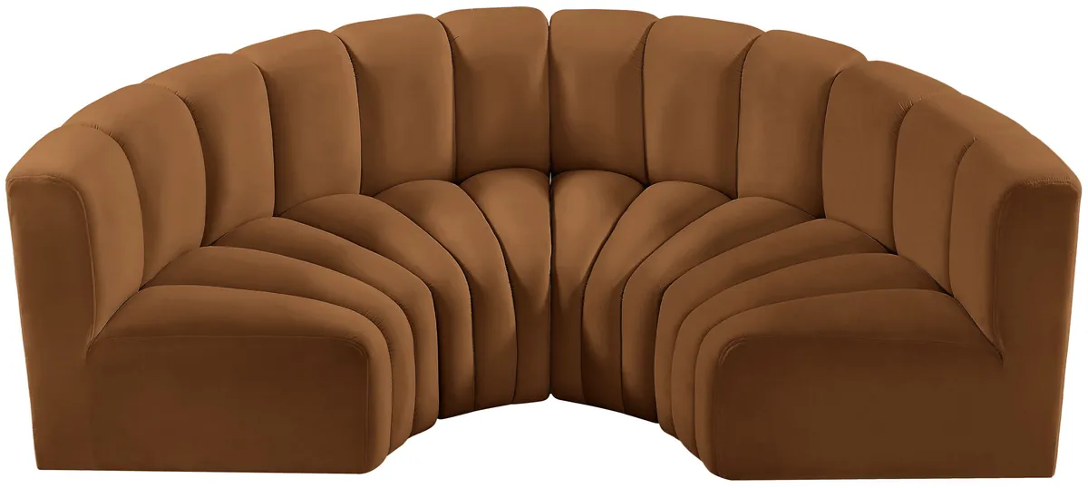 Arc - Velvet 4 Piece U-Shaped Modular Sofa - Saddle - View 2