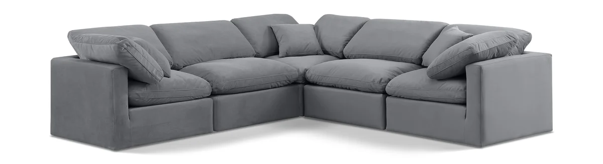 Indulge - Velvet 5 Piece Modular Corner Sectional - Gray