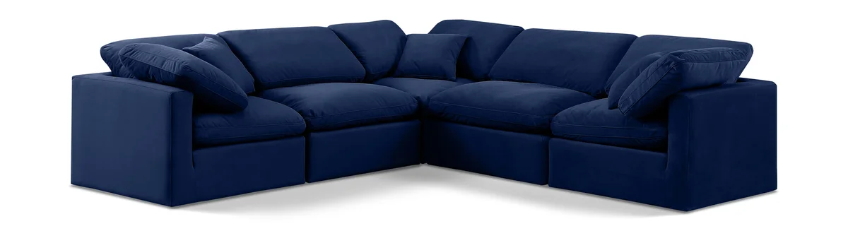Indulge - Velvet 5 Piece Modular Corner Sectional - Blue