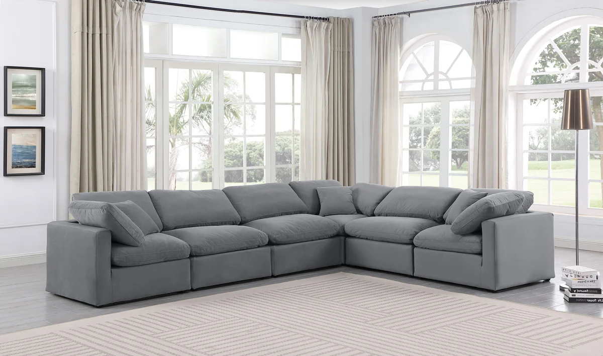 Indulge - Velvet 6 Piece Modular Corner Sectional - Gray - View 2