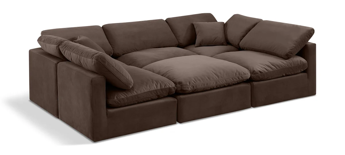 Indulge - Velvet 6 Piece Modular Sectional - Brown