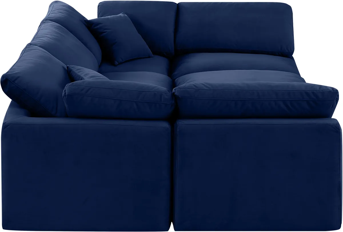 Indulge - Velvet 6 Piece Modular Sectional - Blue - View 2