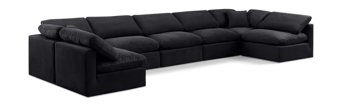 Indulge - Velvet 7 Piece Modular U-Shaped Sectional - Charcoal