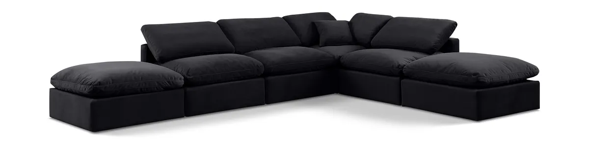 Indulge - Velvet 6 Piece Modular Armless Sectional - Charcoal