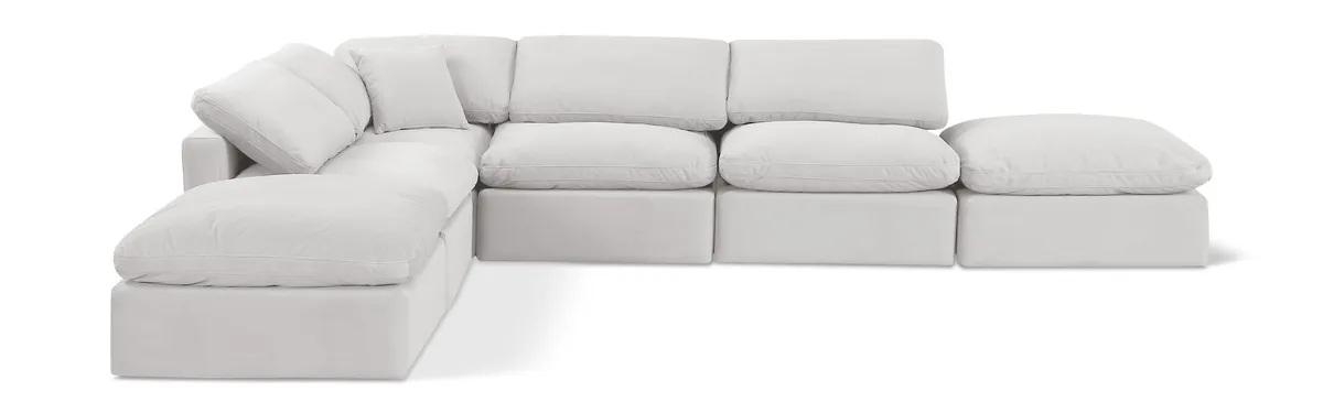 Indulge - Velvet 6 Piece Modular Armless Sectional - Off White