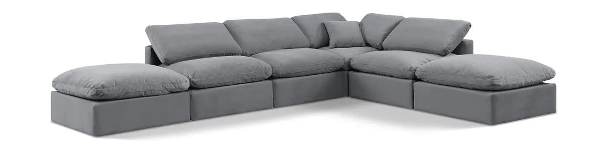 Indulge - Velvet 6 Piece Modular Armless Sectional - Gray