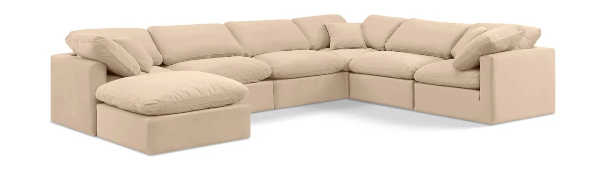 Indulge - Velvet 7 Piece Modular Sectional - Beige