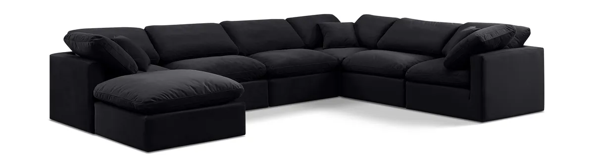 Indulge - Velvet 7 Piece Modular Sectional - Charcoal