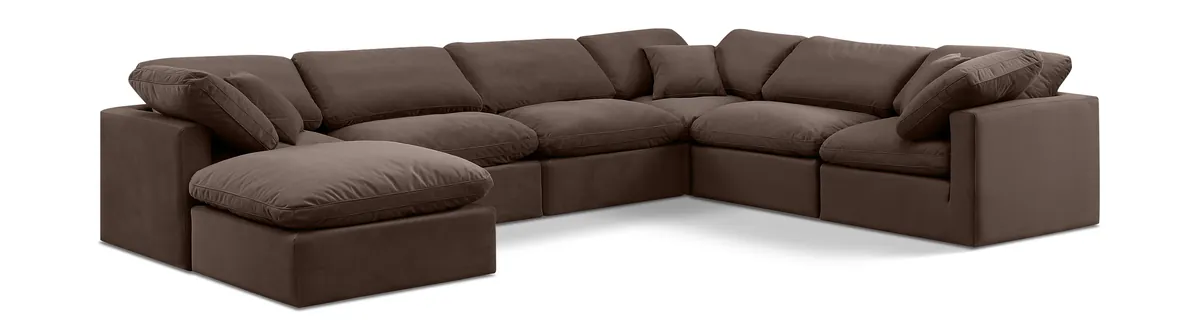 Indulge - Velvet 7 Piece Modular Sectional - Brown