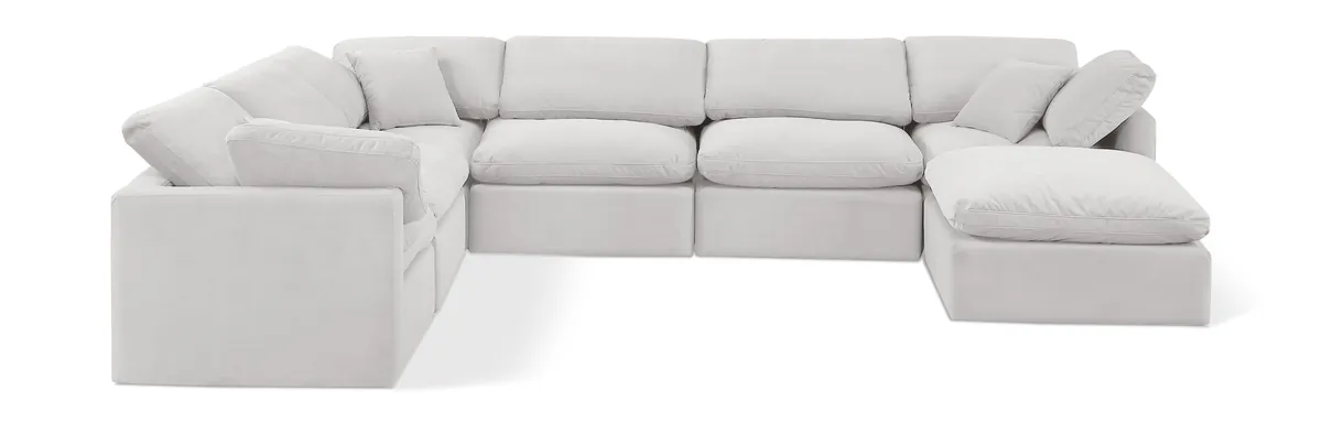 Indulge - Velvet 7 Piece Modular Sectional - Off White