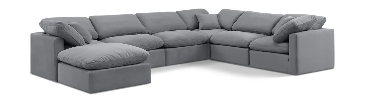 Indulge - Velvet 7 Piece Modular Sectional - Dark Gray