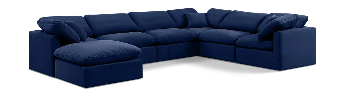 Indulge - Velvet 7 Piece Modular Sectional - Blue