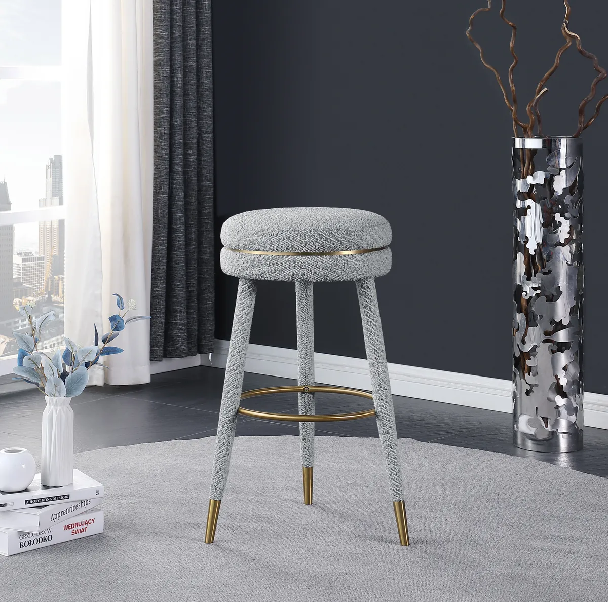 Coral - Bar Stool - Gray - View 2