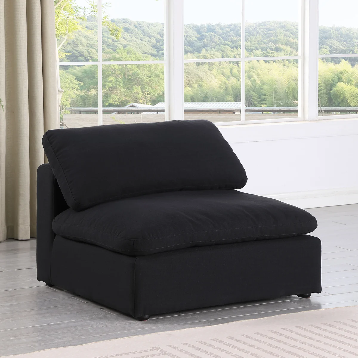 Comfy - Linen Armless Chair - Black - View 2