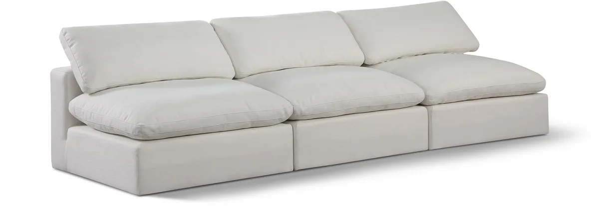 Comfy - Linen Modular Armless Sofa 3 Seats - Cream