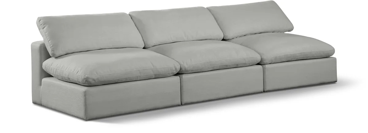 Comfy - Linen Modular Armless Sofa 3 Seats - Gray
