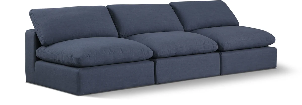 Comfy - Linen Modular Armless Sofa 3 Seats - Navy
