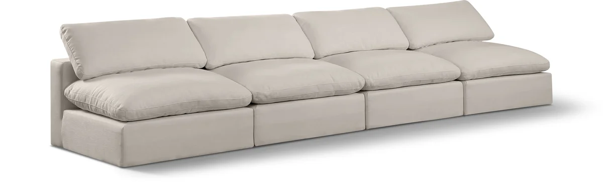 Comfy - Linen Modular Armless Sofa 4 Seats - Ivory