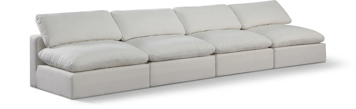 Comfy - Linen Modular Armless Sofa 4 Seats - Cream