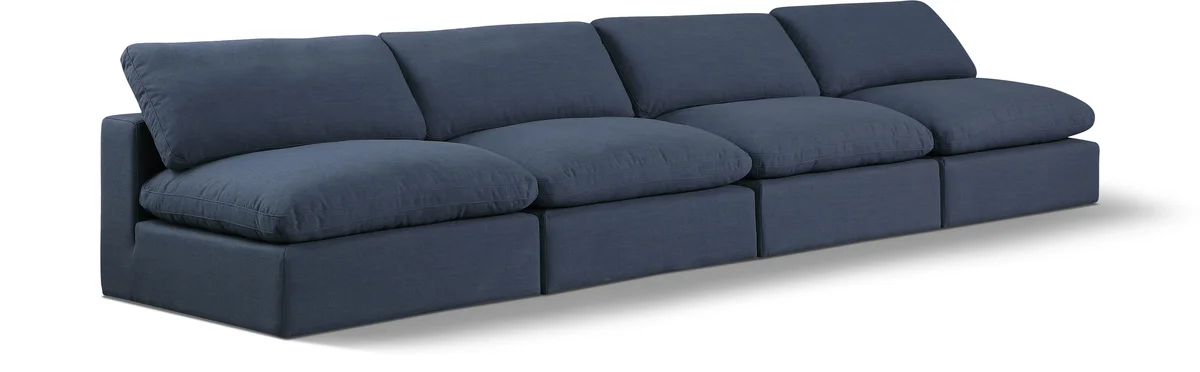 Comfy - Linen Modular Armless Sofa 4 Seats - Navy