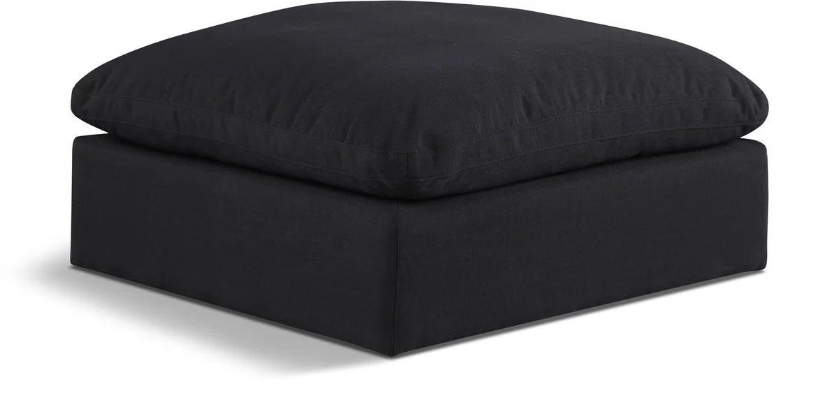 Comfy - Linen Ottoman - Black