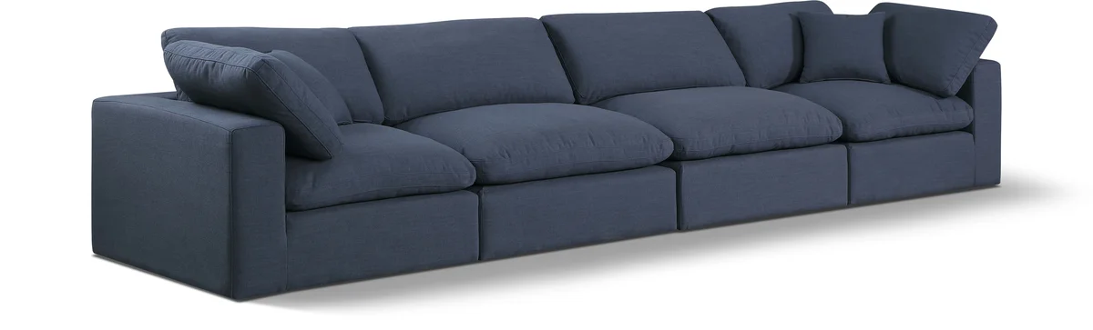 Comfy - Linen Modular Sofa 4 Seats - Navy