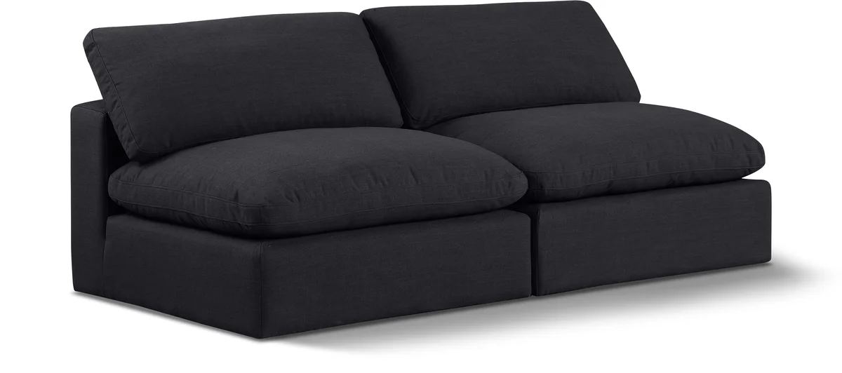 Comfy - Linen Modular Armless Sofa 2 Seats - Charcoal