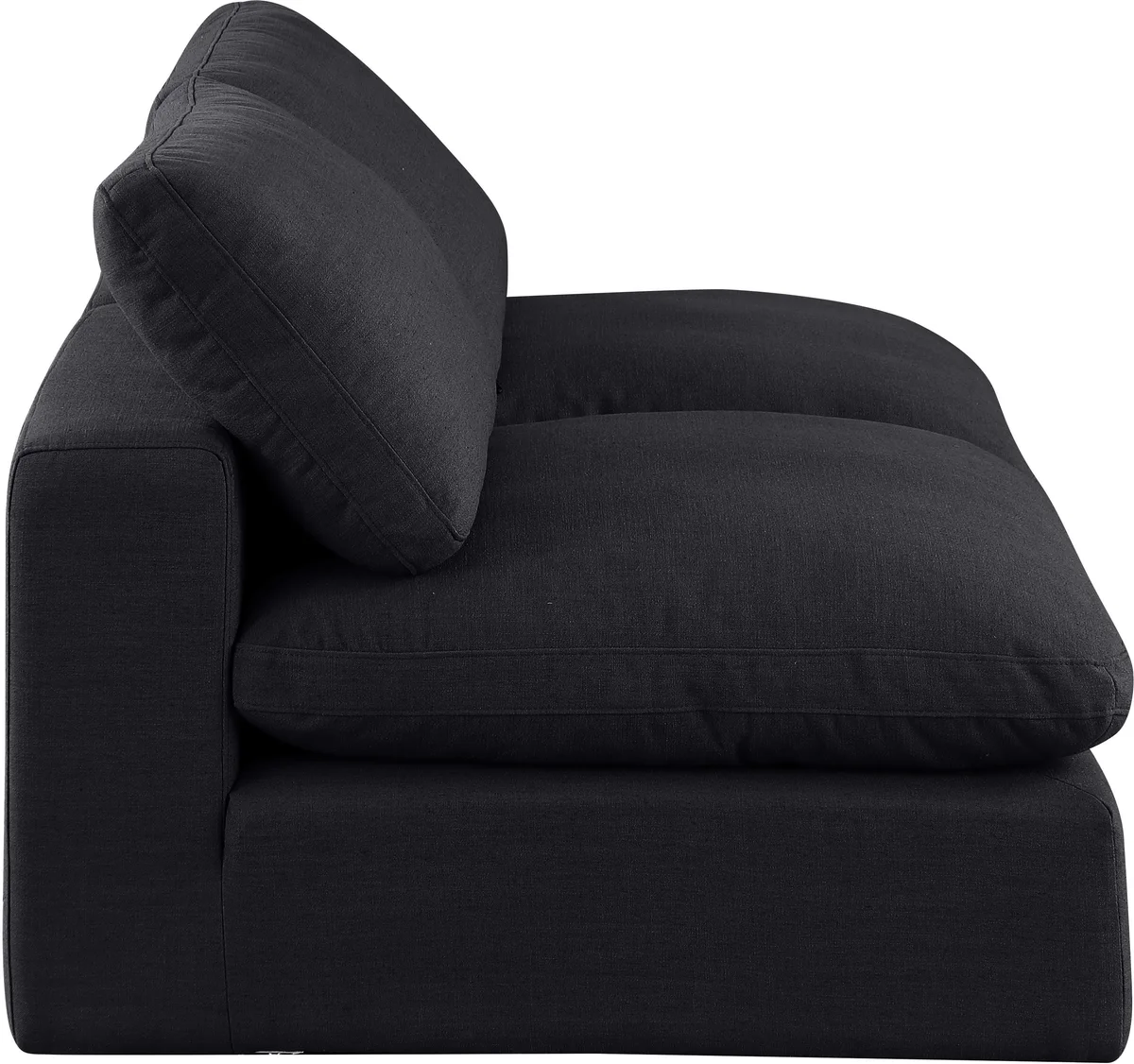 Comfy - Linen Modular Armless Sofa 2 Seats - Charcoal - View 2