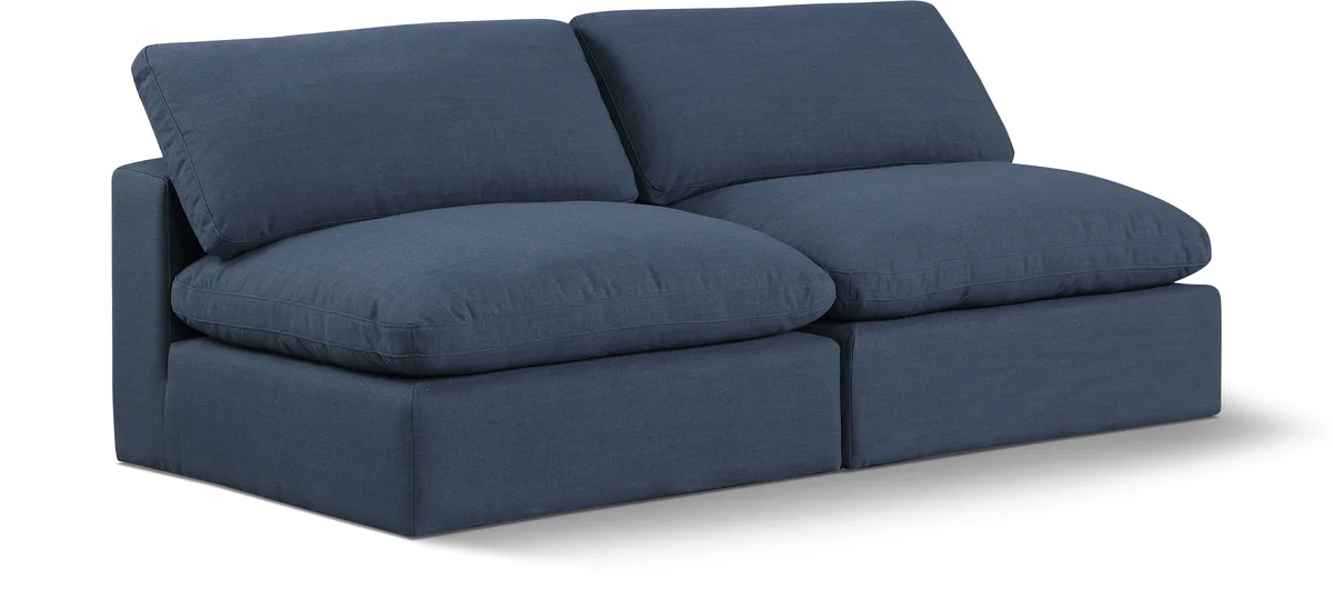 Comfy - Linen Modular Armless Sofa 2 Seats - Navy