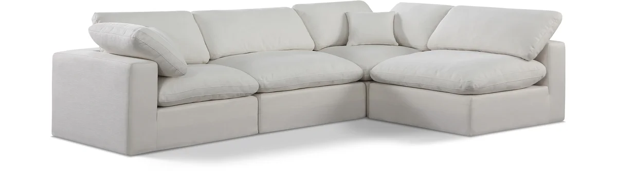 Comfy - 4 Piece Linen Fabric Modular Armless Sectional - Light Gray