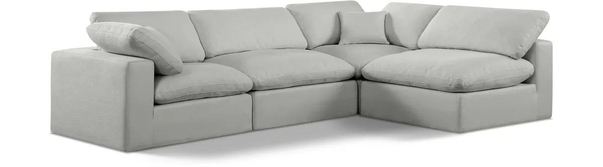 Comfy - 4 Piece Linen Fabric Modular Armless Sectional - Gray