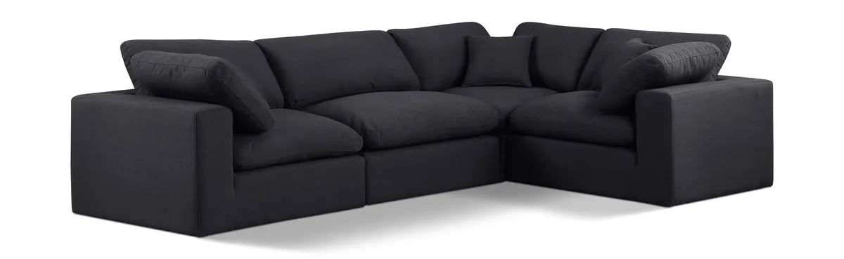 Comfy - 4 Piece Linen Fabric Modular Sectional - Charcoal