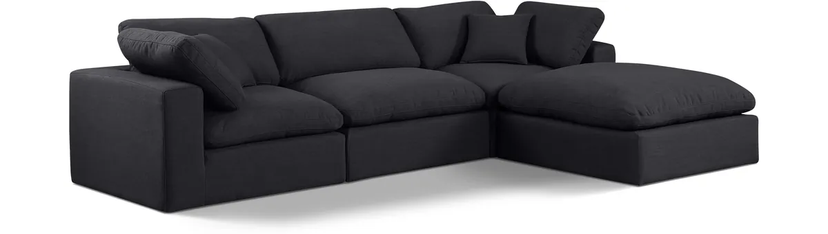 Comfy - 4 Piece Linen Fabric Modular Sectional With Chaise - Charcoal