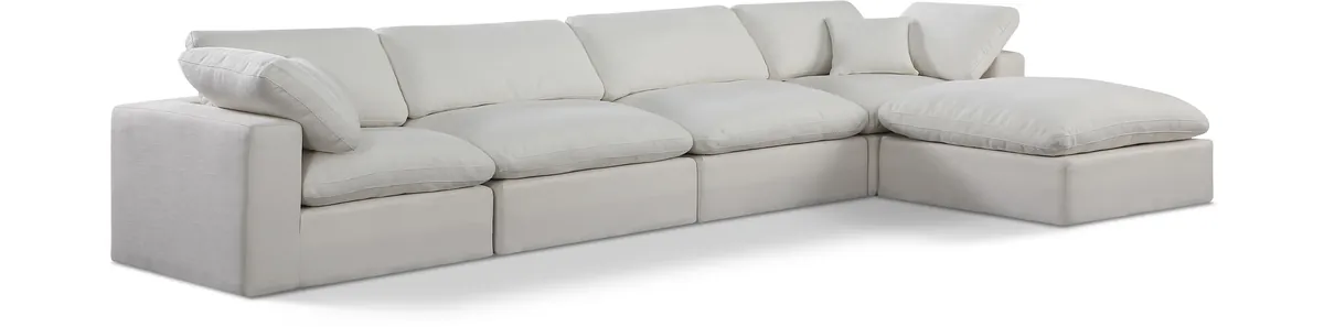 Comfy - 5 Piece Linen Modular Sectional With Chaise - Light Gray