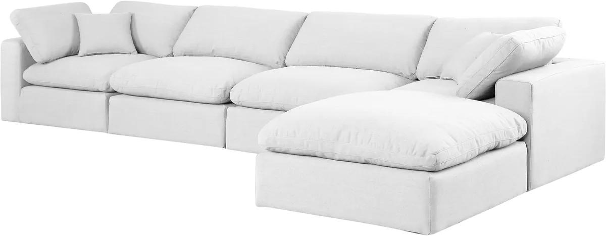 Comfy - 5 Piece Linen Modular Sectional With Chaise - Off White - View 2