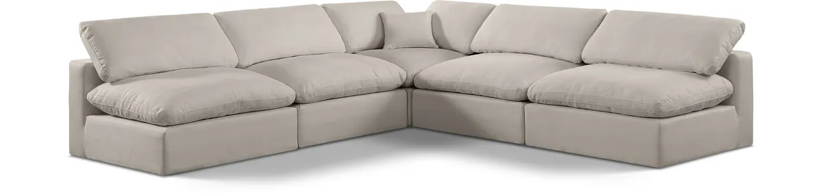 Comfy - 5 Piece Linen Modular Corner Armless Sectional - Beige