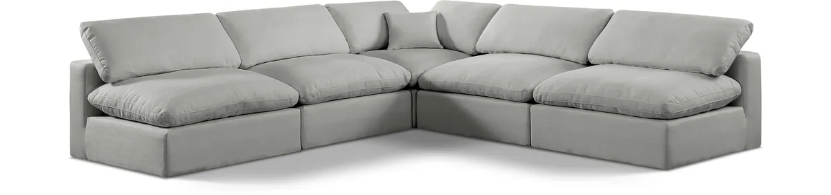 Comfy - 5 Piece Linen Modular Corner Armless Sectional - Gray