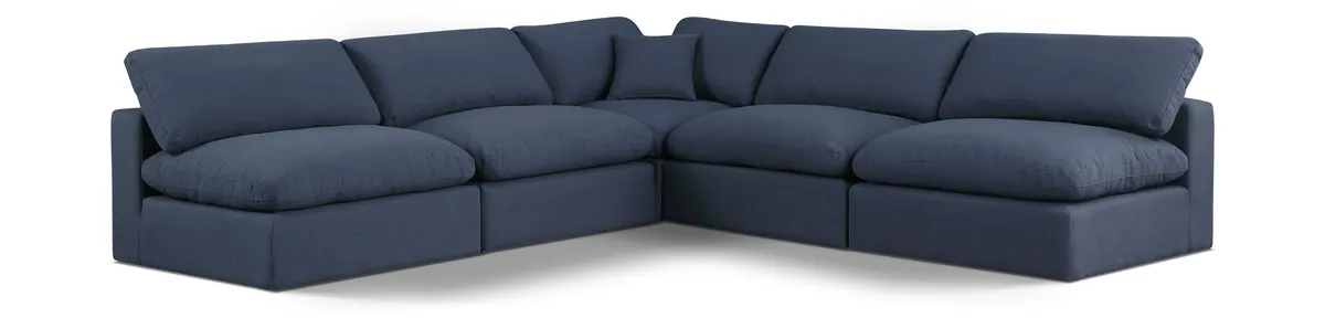 Comfy - 5 Piece Linen Modular Corner Armless Sectional - Blue