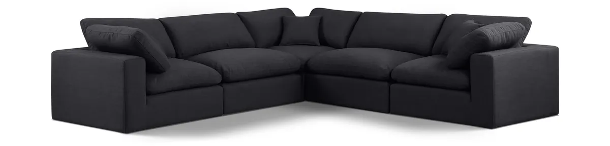 Comfy - 5 Piece Linen Modular Corner Sectional - Charcoal
