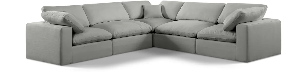 Comfy - 5 Piece Linen Modular Corner Sectional - Gray