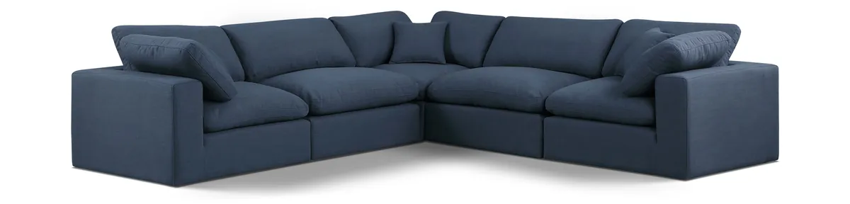 Comfy - 5 Piece Linen Modular Corner Sectional - Blue