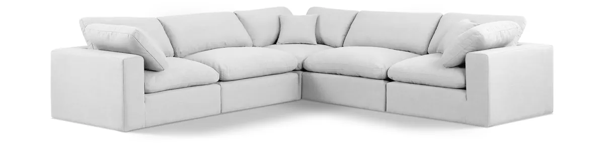 Comfy - 5 Piece Linen Modular Corner Sectional - Off White