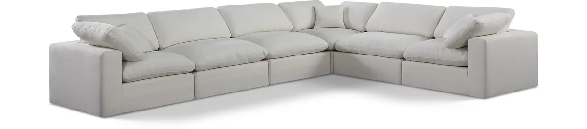 Comfy - 6 Piece Linen Modular Corner Sectional - Light Gray