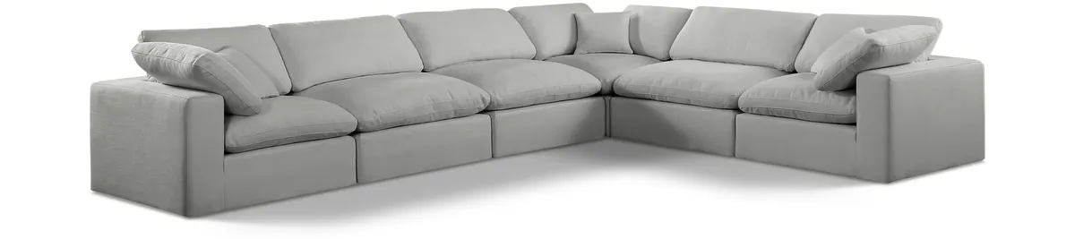 Comfy - 6 Piece Linen Modular Corner Sectional - Gray