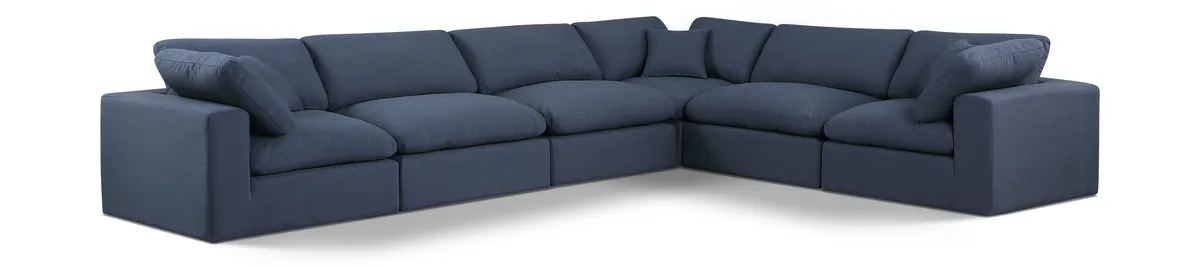 Comfy - 6 Piece Linen Modular Corner Sectional - Blue