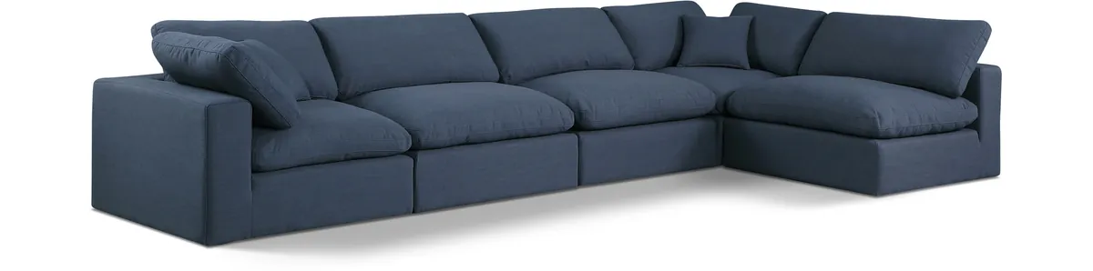 Comfy - 5 Piece Linen Modular Sectional - Blue