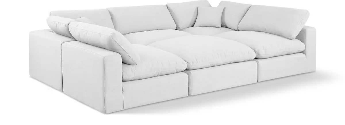 Comfy - 6 Piece Linen Sectional - Off White