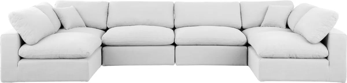 Comfy - 6 Piece Linen Modular Armless Sectional - Off White - View 2