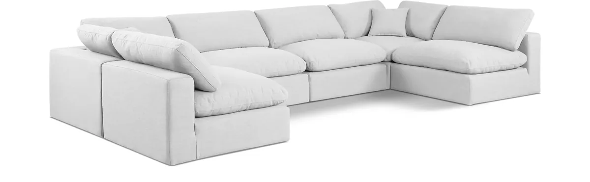 Comfy - 6 Piece Linen Modular Armless Sectional - Off White