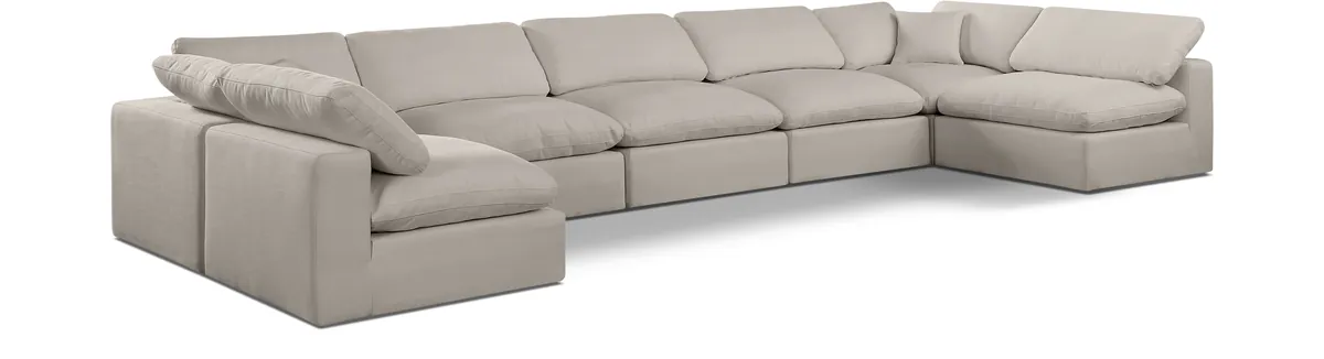 Comfy - 7 Piece Linen Modular Armless Sectional - Beige